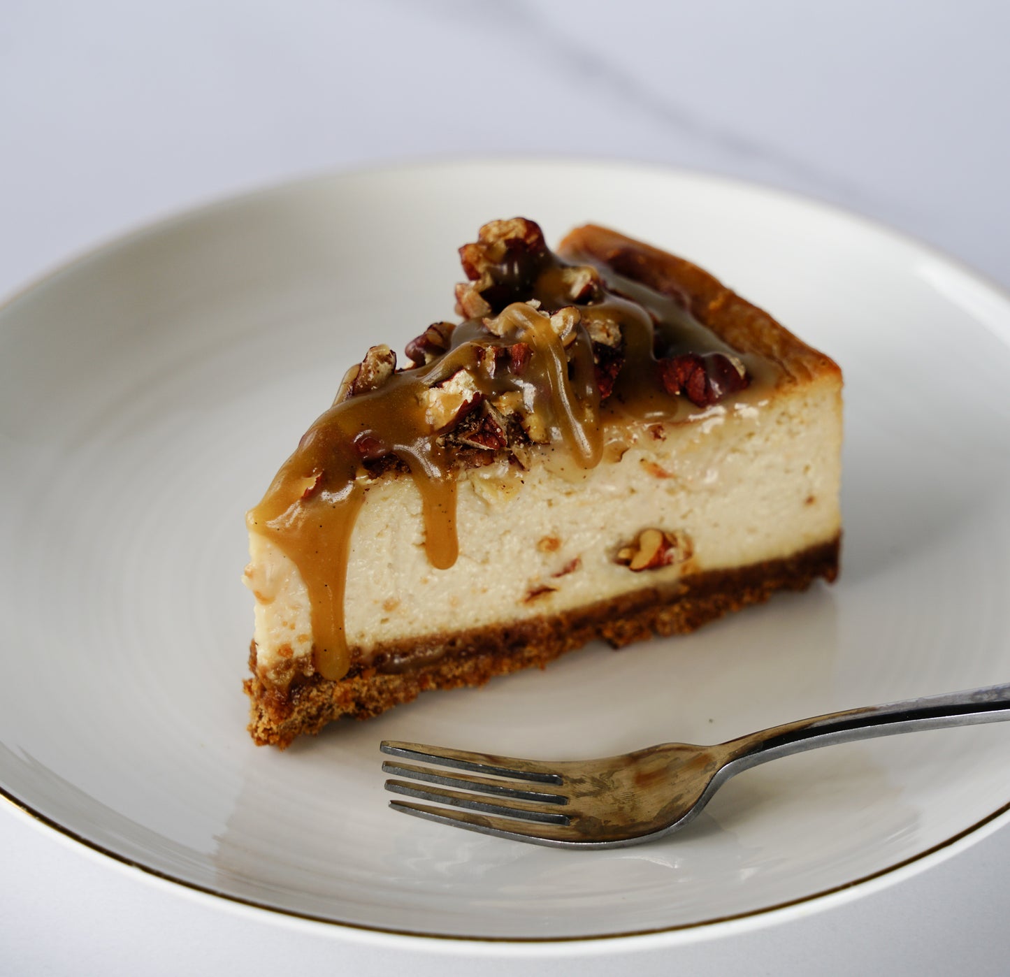 Salted Caramel Pecan Baked Cheesecake