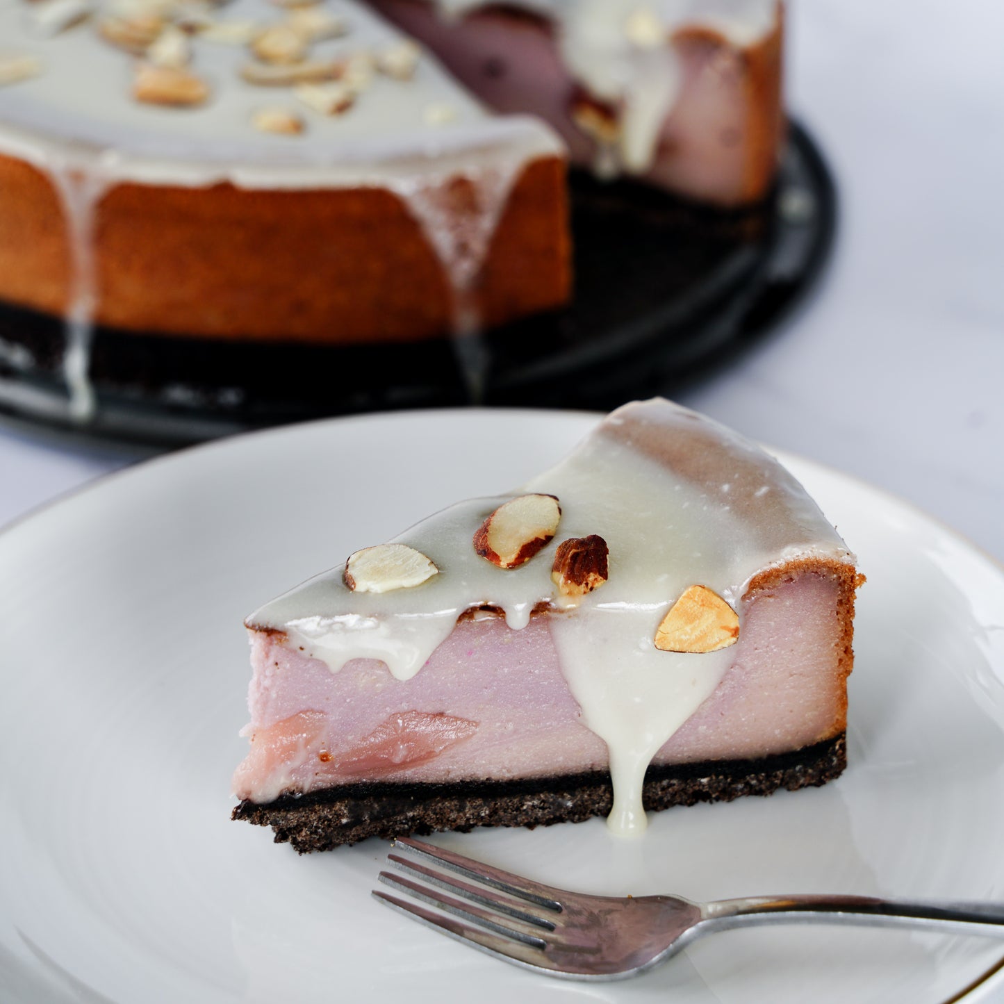 Taro Oreo Baked Cheesecake