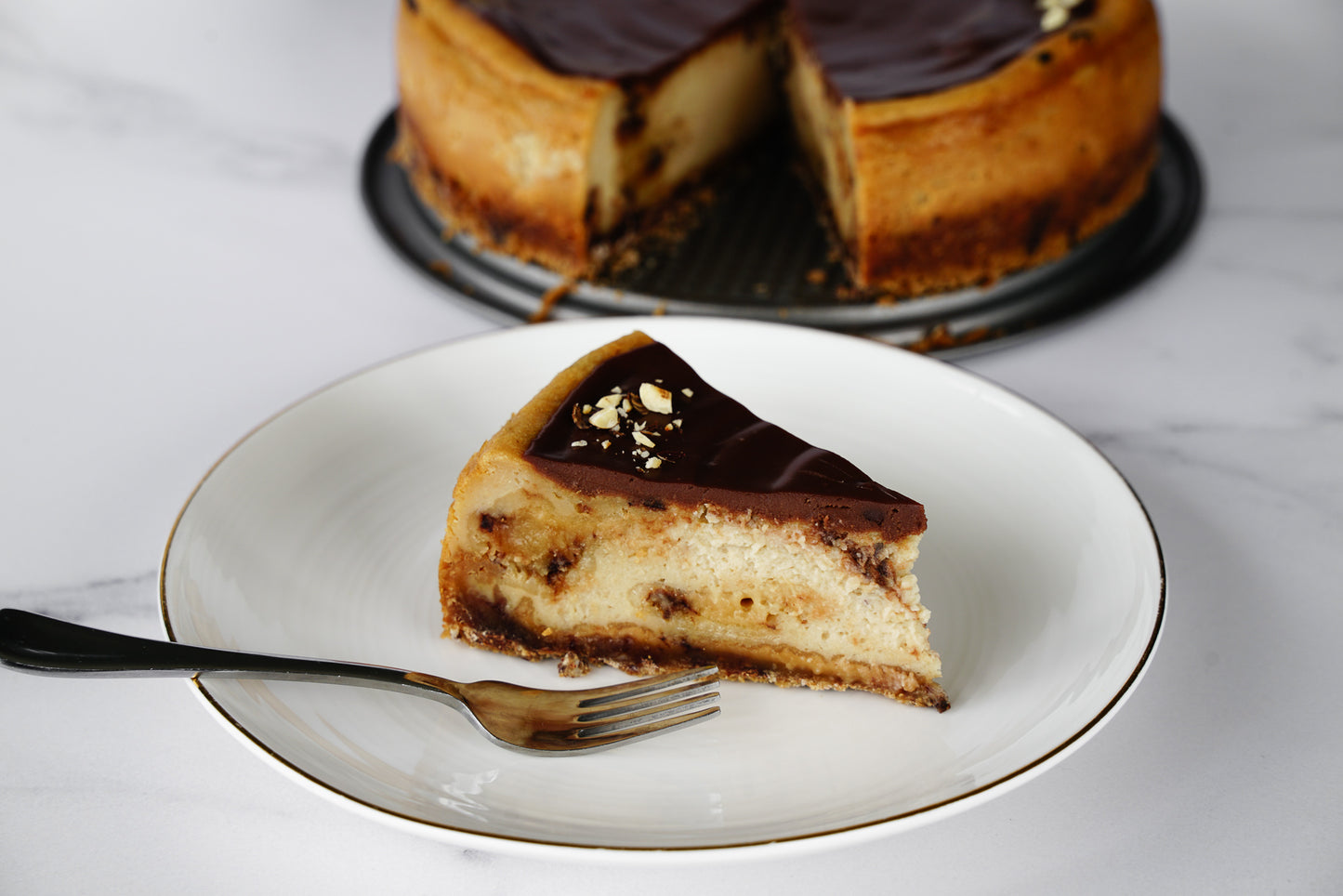 Hazelnut Chocolate Cookie Dough Baked Cheesecake